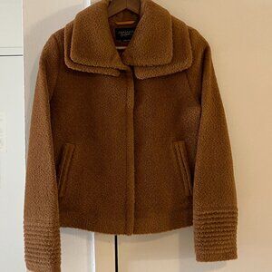 Sentaler Bouclé Alpaca Moto Jacket Signature Double Collar - Dark Camel - Small